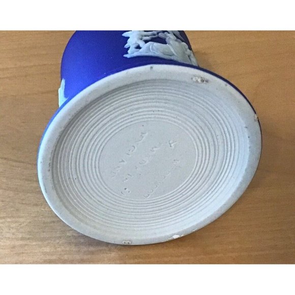 Wedgwood Antique Small Dark Blue Jasperware Toothpick Match Holder 2.5” - Picture 6 of 7